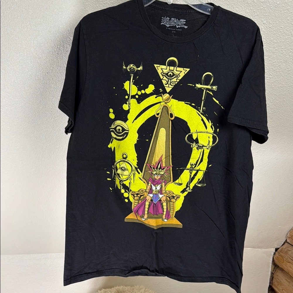 YU-GI-OH! Black Tee. Size Large. Pharaoh Throne graphic